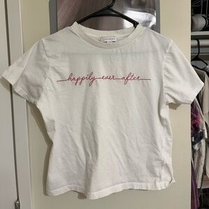Happily Ever After White Bridal and Bachelorette Cropped T Shirt